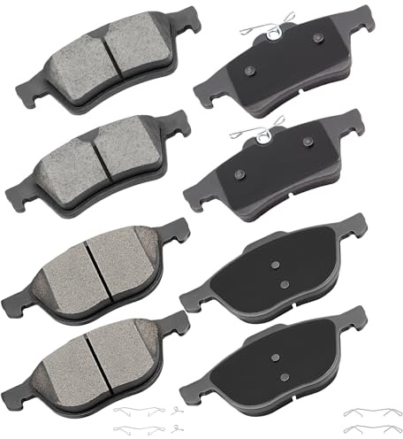 cciyu D1044 D1095 Front Rear Ceramic Brake Pads Kits 8pcs fit For Ford C-Max/EcoSport/Escape/Focus/Transit Connect, For Mazda 3/3 Sport/5, For Volvo C30/C70/S40/V50