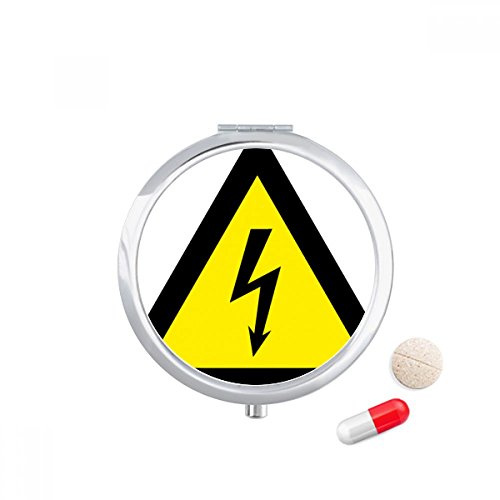 Warning Symbol Yellow Black Electric Shock Triangle Pill Case Pocket Medicine Storage Box Container Dispenser