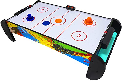 Air Hockey Table for Kids | Tabletop Air Hockey for Children, Girls, Boys, Teens with Air Hockey Pucks and Paddles, Electronic Fans
