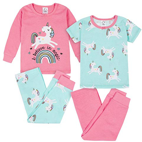 Gerber Toddler Snug Fit 4-Piece Pajama pyjamas set för flickor 0–24 (paket med 4)