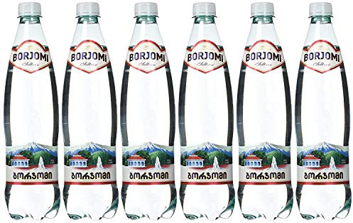 Borjomi Lot de 24 bouteilles d'eau minérale gazéifiée en plastique 1 l