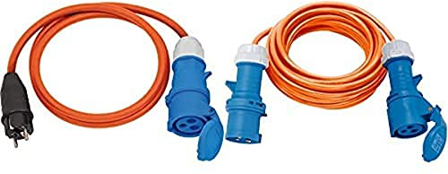 Brennenstuhl Camping-Verlängerungskabel 10m (H07RN-F 3G2,5 in orange) + Brennenstuhl Camping Adapterkabel mit Schutzkontakt-Stecker und CEE-Kupplung (1,5m Kabel in orange, H07RN-F 3G2,5)