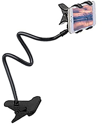 Eight Space Universal-Schwanenhals-Handyhalterung mit Clip, flexible Halterung mit langen Armen und um 360 Grad drehbar, robust, langlebig für Bett, Auto, Zuhause, Tische, Bücherregale, Büro (schwarz)