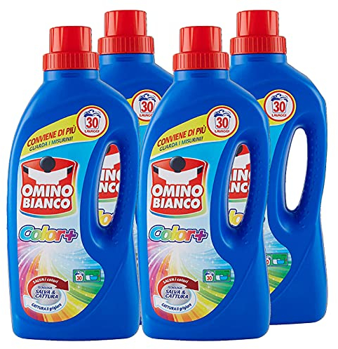 Omino Bianco - Detersivo Lavatrice Liquido Color+, Specifico per Capi Colorati, Tecnologia Salva i Colori e Cattura il Grigiore, 35 Lavaggi, 1400 ml x 4 Flaconi