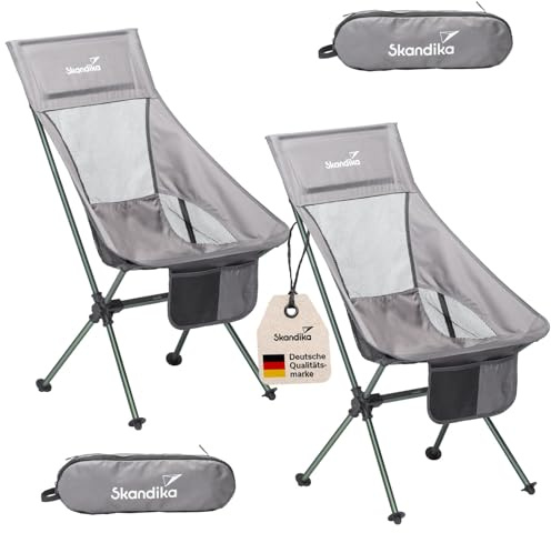 Skandika Campingstuhl Compact bis 150 kg belastbar | Camping Stuhl, Anglerstuhl, klein, faltbar, kleines Packmaß, klappbar, stabil, leicht, bequem gepolstert | Faltstuhl