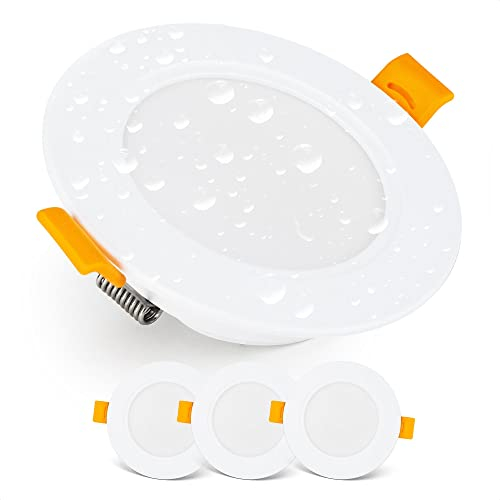 EMOS Spot LED Encastrable 230V, 5W / 500lm, Blanc neutre 4000K | Spot Salle de Bain, étanche IP54 pour l'extérieur et l'intérieur | Lot de 3 LED spots de plafond, extra plat, rond, couleur blanc