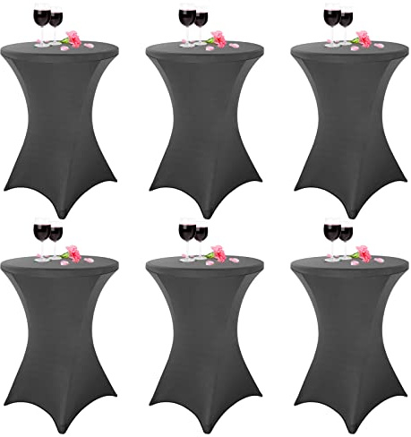 6er-Set Stretch Stehtisch Husse für Bistrotisch Ø 80-85 cm Dunkelgrau | Elegante,Verstärkung im Fußbereich,Maschinenwäsche,Stretch-Husse Hussen für Stehtische und Bistrotische(80×110cm)