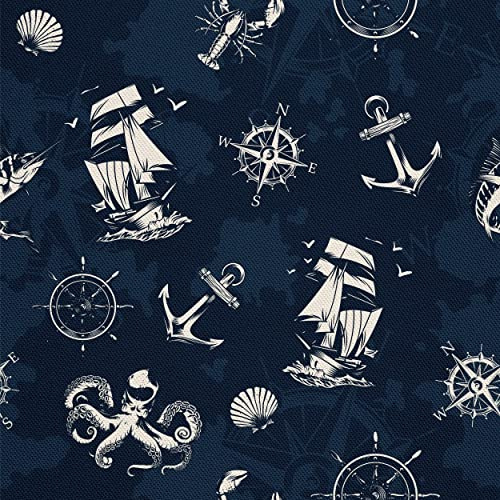 HEKO PANELS Stoff Oxford wasserdicht, Nautisch, 1 Meter 155 x 100 cm | Dekostoffe zum Nähen und Handwerken, blickdichte Möbelstoffe, Nähstoffe DIY, als Meterware erhältlich