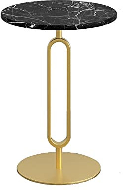 Moderner Beistelltisch, Minitisch, mit Marmorplatte (golden), Tabletttisch, Metallgestell, geeignet für Wohnzimmer, Schlafzimmer, Balkon