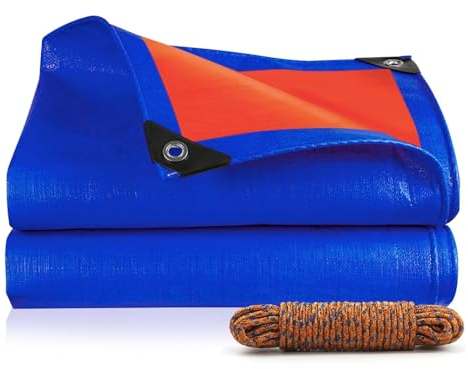Schutzplane Abdeckfolie Poolplane Holzplane mit Ösen wasserdichte Gewebeplane Holzabdeckplane, 0.32mm für Gartenmöbel Holz Trampolin Poll Auto, Anpassbar blais (Color : Blue, Size : 2x5m)