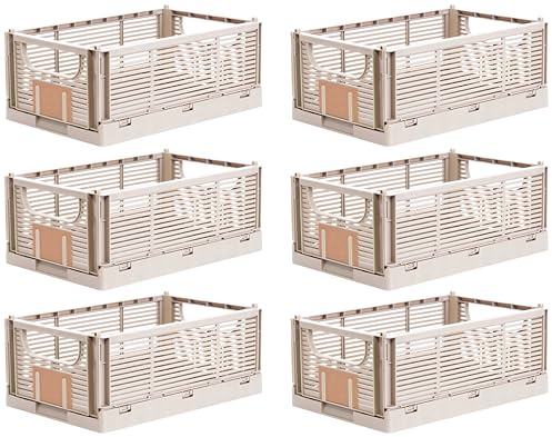 Brandsseller Faltbare Klappbox S 6er Set stabiler Einkaufskorb stapelbarer Transportkorb Aufbewahrungskiste - Natur
