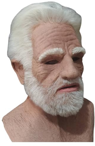 Cndiyald Máscara de Anciano para Halloween - Látex Transpirable, Realista, Sin Arrugas, con Cabello y Barba - Accesorio para Fiestas de Cosplay
