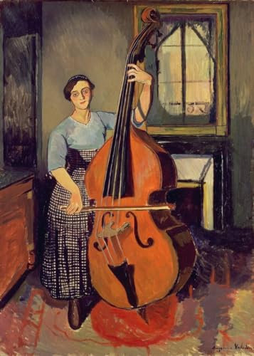 LVTFCO Frau mit einem Kontrabass Von Suzanne Valadon Poster und Drucke Suzanne Valadon Leinwand Wandkunst Retro Gemälde für Zuhause Bild Dekor 40x60cm Kein Rahmen