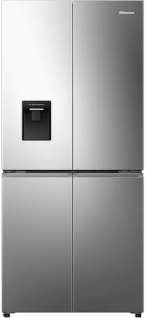Hisense RQ5P470SMIE, Frigorifero Americano Quattro Porte, Classe E, Inox, Total No Frost, WiFi, Metal Cooling, Zona Convertibile, Display LED, Dispenser Acqua, Motore Inverter