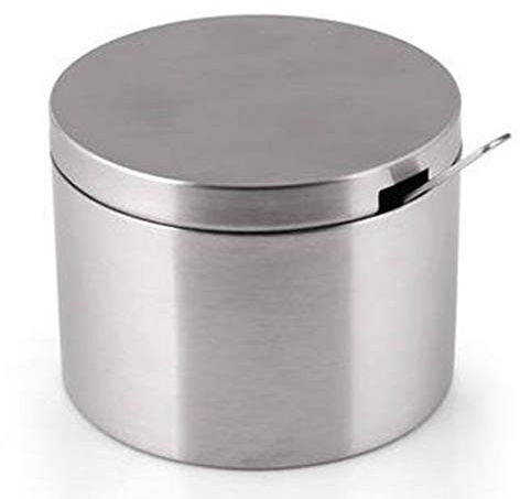 Azucarero de acero inoxidable con tapa, cuchara, frasco de condimentos, contenedor de condimentos, tarro de utensilios de cocina con tapa y cuchara