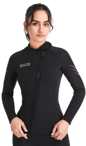 WYYHAA Wetsuit Top Women Men, 3MM Neoprene Long Sleeve Wetsuit Jacket Keep Warm for Cold Water Diving Surfing Swimming Snorkeling Kayaking,Women,L
