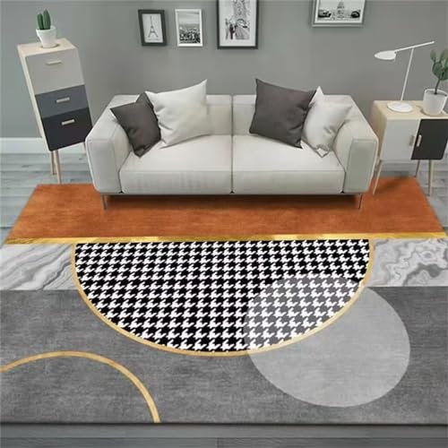 DJHWWD Kinderteppiche Mädchen Büroteppich Grauer moderner Rutschfester Anti-Flecken-Korridorteppich mit geometrischem Muster 200x250CM orange Farbe Kinderteppich Klein Teppich zuschneidbar
