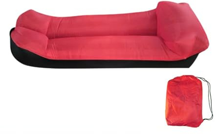 Hiseng Aufblasbares Sofa, Tragbares Luftsofa Luftsack Wasserdichtes Air Lounger Aufblasbare Luft Sofa Couch für Outdoor Strand Camping Reisen Park Musikfestivals Bunt (Rot,200x70cm)