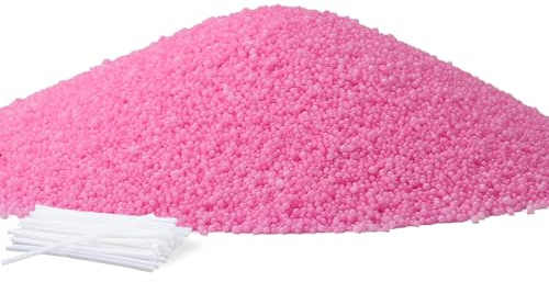 Ovaletta Kerzensand 800 g Rosa, Kerzensand mit Docht, Kerzenwachs, mit 20 Stück Kerzendocht (5 cm), Pflanzliches Wachs, Perlenwachs
