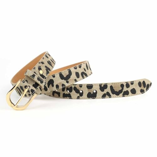 ITALYSHOP24 Made in Italy Damen Ledergürtel Leo-Muster Wildleder Hüftgürtel Taillengürtel Rindleder Gürtel Vintage 3cm breit