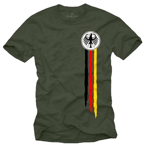 MAKAYA Camiseta Hombre Alemania Camiseta Águila Nacional Bandera Escudo Retro Eurocopa Mundial Fútbol T-Shirt Verde S