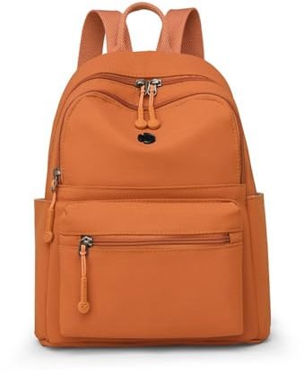 YUESITE Damen Rucksack Wasserdichte Nylon Casual Schultasche Daypack Leichtgewicht Reiserucksack Minirucksack Elegant,leichte Rucksackhandtasche zum Alltag Reise Schule Freizeit Einkaufen Orange