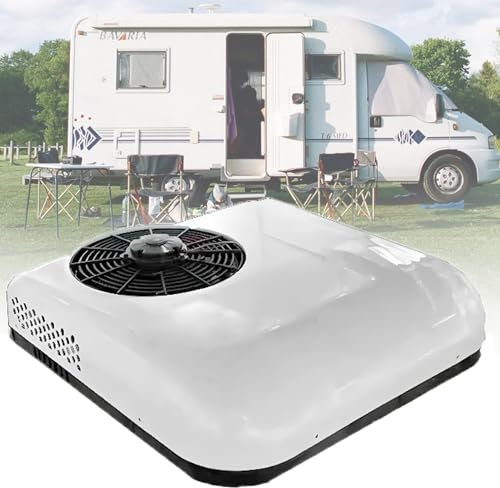 12V/24V Roof Air Conditioner, RV Parking AC Unit Cooling/Heating 2-in-1 Silent Ultra-Thin Air Conditioner for Camping Vehicles, Trailers, RV, Vans, Trucks,White-24V
