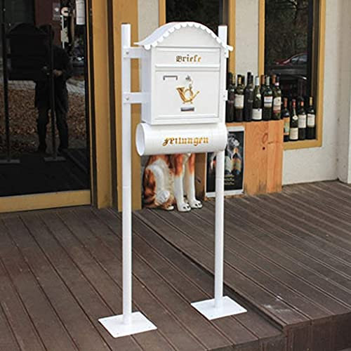 Gardeneea Mailbox, white mailbox mailbox outdoor wall-mounted villa waterproof decorative mailbox (Standing)