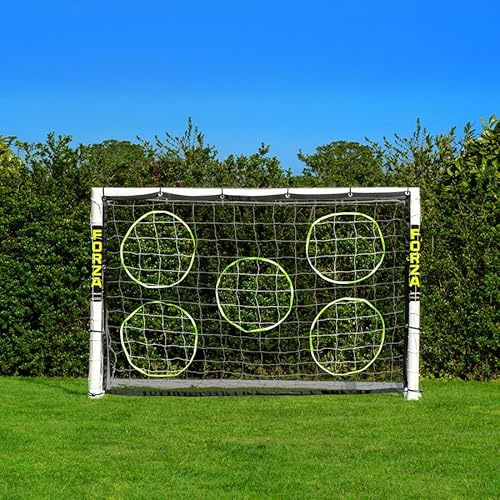 FORZA Fußballtore 1,8m x 1,2m | Wetterfestes uPVC Forza Tor | für Kinder & Erwachsene | Robustes Fußballtor Garten & Training | Optional: Zielfolie, Ball & Tragetasche
