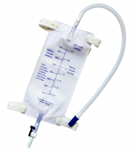 lifevv 3 Pack 750ml Catheter Leg Bag Urinary Drainage Bag, with 3 Eighteen-inch Tubing, Anti-Reflux Valve, Cloth Straps,Easy Lever Outlet Tap