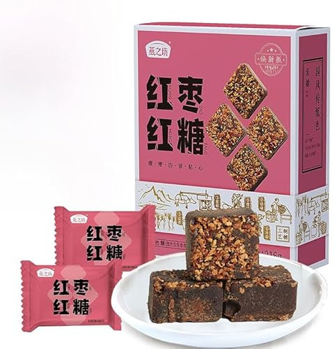【6 Flavors Pure Handmade Brown Sugar】Osmanthus Rose Candy,Desserts,Healthy Snacks,Baking Supplies,Leisure Food,Vegan,Delicious Chinese Snack Gifts (Red date flavor,216g)