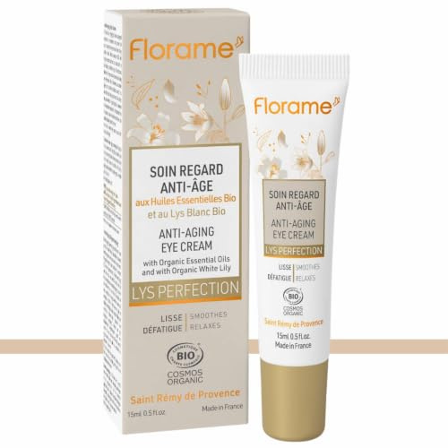 Florame Soin Regard Anti-Âge Lys Perfection 15 ml | Contour des Yeux Lissant & Anti-Fatigue, Rides, Cernes & Éclat, Fabriqué en France