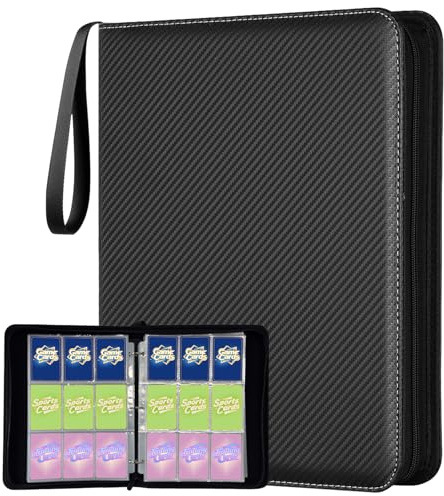 9 Pocket Trading Card Binder, Holds 1080 Cards with 60 Removable Double-Sided Sleeves, Premium Zipper Top Loader Card Collection Album, PU Card Folder Holder for MTG, TCG, Baseball, Sports Cards