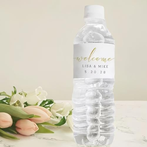 Etichette Personalizzate Per Bottiglie D'acqua - Etichette Personalizzate Con Nome, Adesivi Avvolgenti, Etichette Impermeabili Per Bottiglie Per Matrimoni, Compleanni E Anniversari(50pcs)