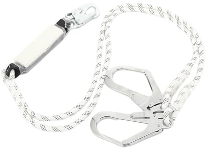 Absturzsicherung Gurt Doppel Verbindungsmittel Mit BandfalldäMpfer 23KN SeilläNge 6Fuß Taillenumfang 80-140cm LuftarbeitsausrüStung Doppelseilsicherungsseil Auffanggurt Haltegurt