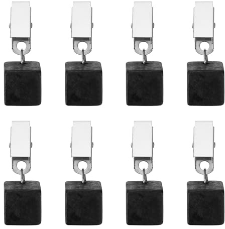 QUARKZMAN 8Pcs Pesi per Tovaglia Pendenti in Marmo con Clip Metallico Forma Cubica Pesi per Tovaglia Pesi per Copritavolo in Pietra per Picnic All'Aperto Cene in Famiglia Feste Nero