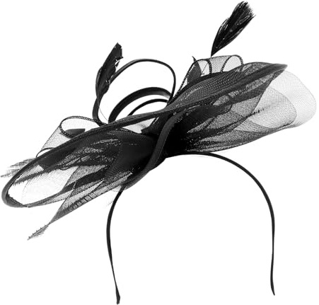 Veemoon Fascinator con Fiore e Rete Elastico Elegante per Donna Cappello Cerimonia per Tea Party Accessorio Capelli per Matrimoni e Feste Nero Leggero e Resistente
