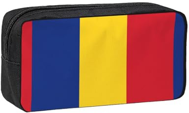 WSSYYBF Flag of Romania Simple and Spacious Pen case.Large SpaciousCase, 600D Oxford Zipper Pouch for Work OfficeWomen's Fashion