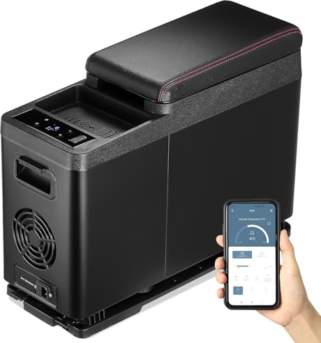 GEARFLOW Car Refrigerator, 12 Volt Car Armrest Refrigerator Fridge, 8L Single Zone Portable Freezer, -20°C to 20°C Adjustable Range, 12/24V DC and 100-240V AC Compressor Cooler for Outdoor, Camping