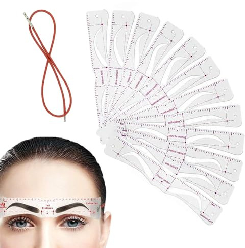 Kit de plantillas para cejas 12 Piezas Reutilizables con Correa