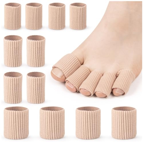 SULPO Tåskydd med gelfoder, skärbara tåhätta, 12 stycken | Mjuka tåskydd i tyg för skor; elastisk och skärbar; 12 stycken: 4 x S, 4 x M, 4 x L; beige