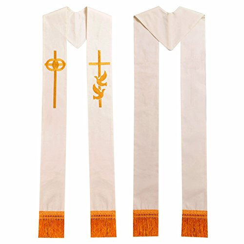 BLBLESSUME Pastor Boda Bordado Estola Blanco