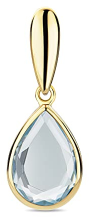 OROVI Schmuck Damen Tropfen Kettenanhänger Gelbgold mit Edelstein/Geburtsstein November blauer Topas Anhänger aus 14 Karat (585) Gold