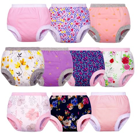 BIG ELEPHANT Baby Girls Training Underwear, Toddler Cotton Potty Training Pants Soft Absorbent 12-24 Month