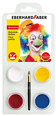 Eberhard Faber 579024 - Kinderschminke Set Clown, 4 Schminkfarben mit Pinsel und Anleitung