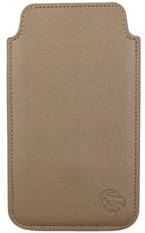 Davii Schutztasche passend für Apple iPhone 12 Pro Max / 13 Pro Max mit Hülle, Einsteckhülle Handytasche mit Zuglasche – weiches Innenfutter Adler Gehärtet SXS Gold