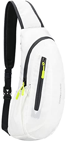 Gisdanchz Crossbag Schultertasche Herren, Sling Bag Rucksack Herren Wasserdicht Sport Brusttasche Damen Herren Klein Umhängetasche Sporttasche Crossbodoy Slingbag Mini Backpack Chest Bag, Weiß