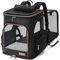 Lekesky Groß Katzenrucksack Hunderucksack für Katzen und Hunde bis 8-10kg, Erweiterbar Faltbare Haustier Rucksack, Schwarz, XL