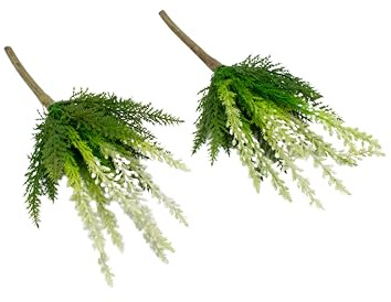 mucplants 2er Set künstliche Erika Kunstblume Stecker Heidekraut Blütenstiele Herbstblume Besenheide Erica ca. 29 cm (Creme)