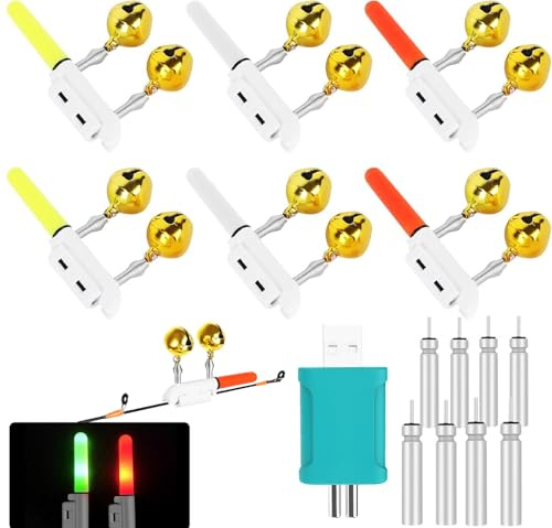4/6stk Bissanzeiger Angeln | Knicklichter Angeln Mit Glocke | Wasserdicht Swinger Angeln Mit Schnalle | Angelzubehör Led Posen Nachtfischen Swinger Bissanzeiger Mit Ladegerät Und Akku
